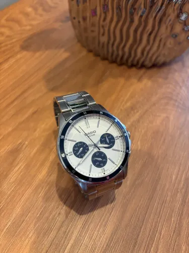 Relógio Casio MTP-1374 - Masculino Cronógrafo Aço Inoxidável