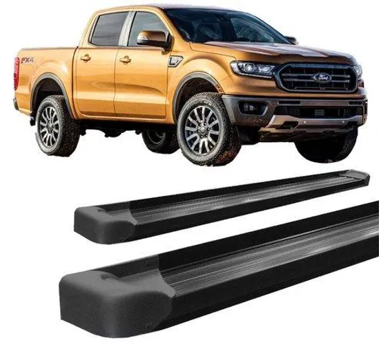 Estribo Lateral Plataforma Ford Ranger Cabine dupla - Prata e Preto