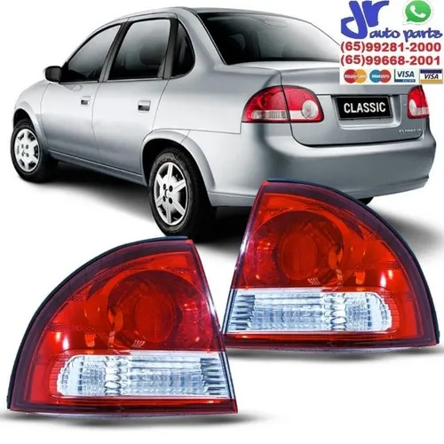 Par Lanterna Traseira Classic 2010 2011 2012 2013 2014 2015 2016 Bicolor Cristal Canto