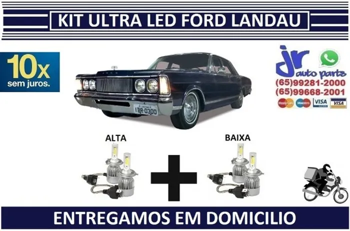 Kit Lampada Ultra LED(Alta e Baixa/Milha) Ford Landau 6000K 12V 24V