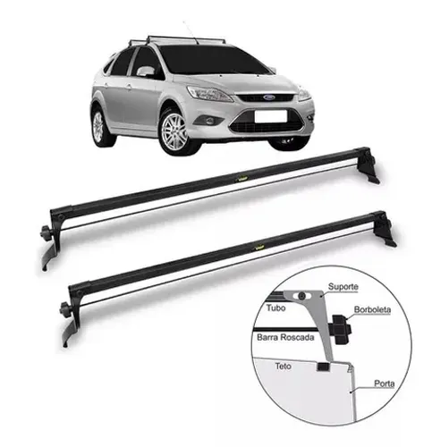 Rack Teto Ford Focus 2009 à 2013 Sedan - Preto Material Aço  - Fácil instalação - VP 979