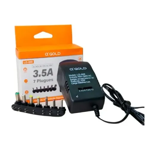 Fonte Alimentação Regulada Universal 3,5A 7 Plugs 3V/12V