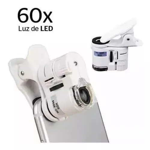 Mini Microscópio Lupa Portátil Câmera Zoom Led 60x para Celular