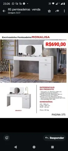 Penteadeira Monalisa - R$ 690,00