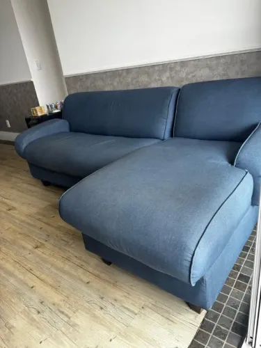 Sofa chaise Acquablock-3 lugares-estado de novo- cor azul -Impermeavel -Linho 