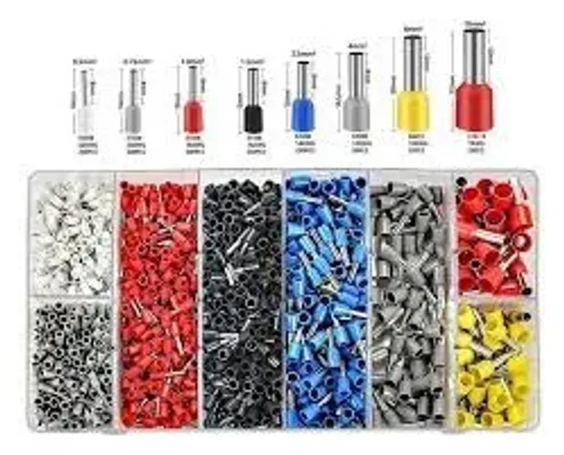 Kit 1200 Terminais Elétricos Ilhós Tubular 0,5mm² Até 10mm²