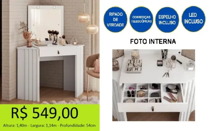 Penteadeira ripada super elegante