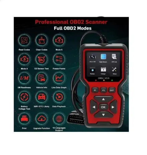 Scanner Diagnostico OBD II - V519, Novo na Caixa