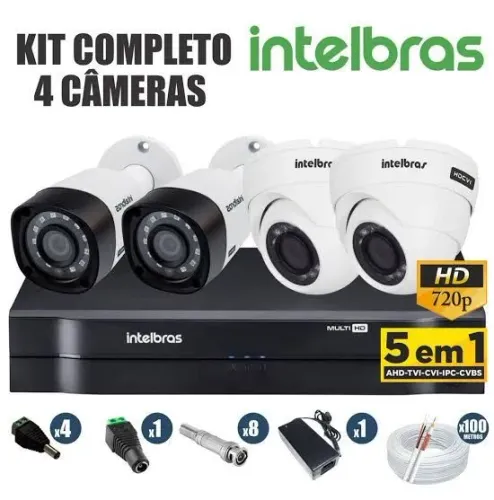 Kit Completo 4 Câmeras Intelbras HD 720p