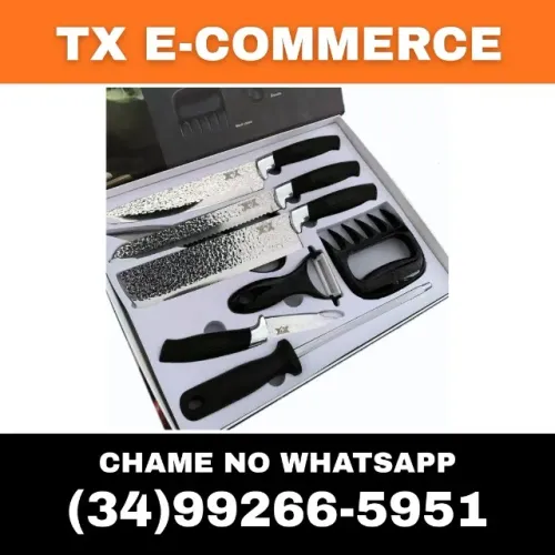 Kit Facas Tesoura Acessórios Churrasco - 8 Pçs