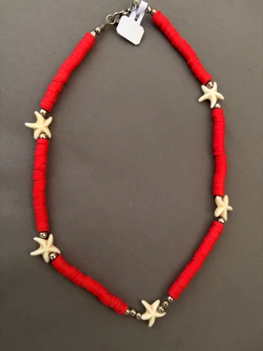 Colar Vermelho com Estrelas do Mar - Estilo Praia