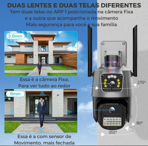 Camera Segurança Externa Lente Dupla 4k 6mp<br><br>Sirene Policial