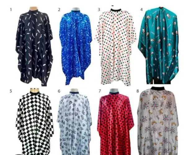 Capas de corte em Cetim e zíper capas de cortar cabelo barbeiro salão de beleza barbearia 