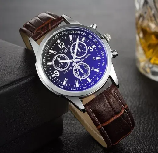 Relógio Yazole Pulseira Couro Original