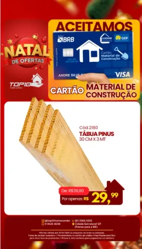 Tábua Pinus Várias Medidas Melhor Preço do DF - De 30cm por R$ 29,99 peças 3mt