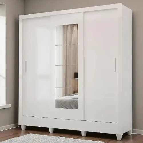 Roupeiro casal com portas de correr e espelho 