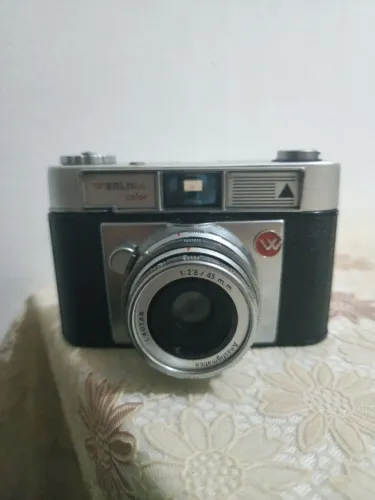 antiga câmera fotográfica werlisa color + flash sunpak japonês mx114 original em perfeito