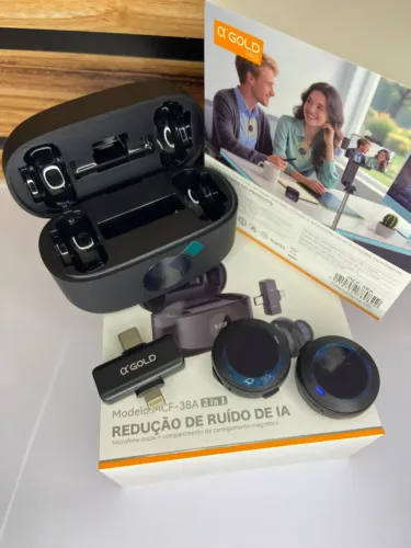 Microfone Lapela Duplo sem Fio MCF-38 A Gold