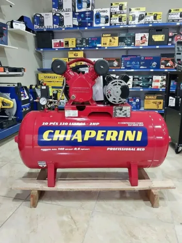 Compressor de Ar 110L 140psi Motor 2cv Chiaperini Profissional Red