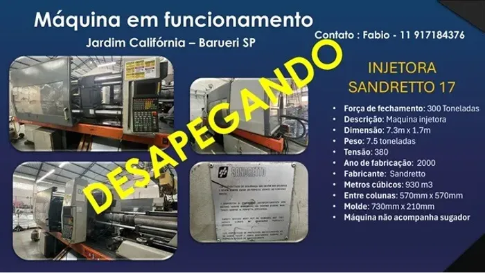 INJETORA SANDRETTO 300 TON - EM OPERAÇÃO