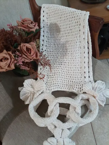 Toalha trilho caminho de mesa crochê