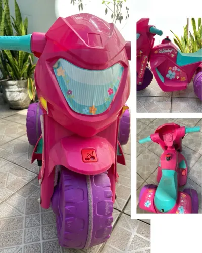Mini Moto Elétrica Infantil Rosa Gatinha