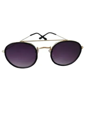 Óculos de Sol Redondo Clássico Dune - Preto/Dourado - Acetato