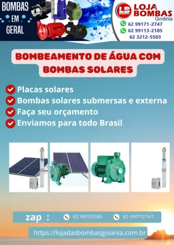 Placas solares e bombas solares submersas e externa .