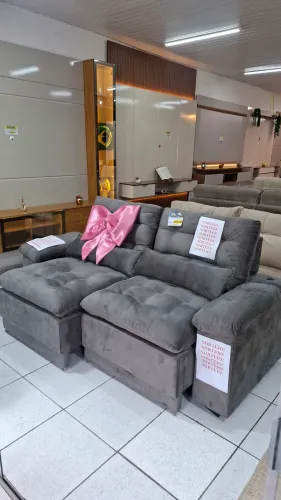 Sofa Retratil e reclinável com USB revestido no veludo