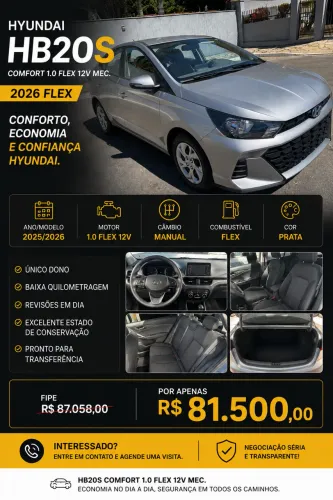 Hyundai HB20S Comfort 1.0 Flex 12V Mec. 2026