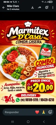 Marmitex D'casa .Comida Caseira com combos especiais
