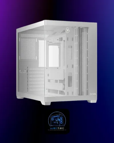 Gabinete Aquário Gamer Mancer CV500L, Mid Tower, Lateral De Vidro, Branco