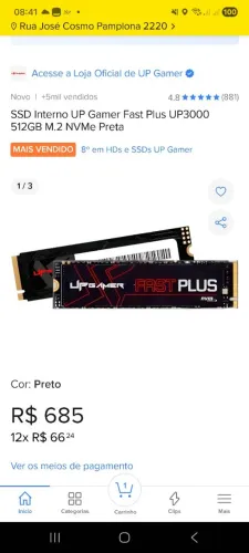 OPORTUNIDADE!! - SSD 512GB NVMe