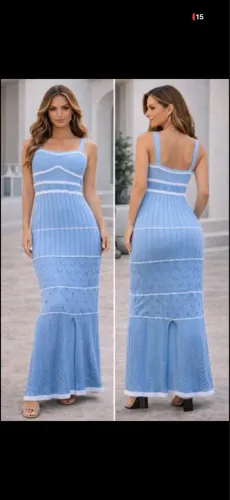 Vestido Longo Tricot Azul Serenity - Elegância e Sofisticação Atemporal