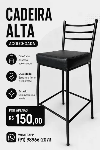 Banqueta Alta Acolchoada - SEMINOVA