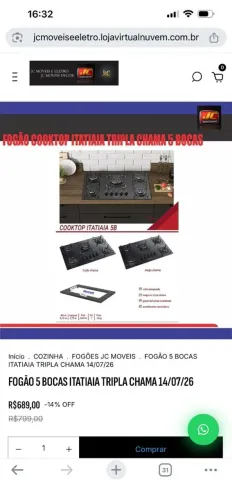 COOKTOP ITATIAIA TRIPLA CHAMA