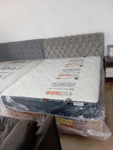 Cama, conjunto box Queen molas ensacadas