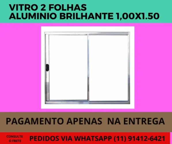 Vitro 2 folhas aluminio brilhante 1,00x1,50 - frete a/c zs-zl-zo-zn- abc
