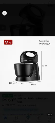 Batedeira Mondial Prática 400W Preta Nova Na Caixa