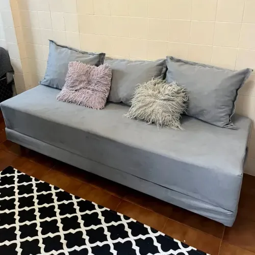 Sofá Cama Sofanete 3 Lugares com Pés Suede Diversas Cores