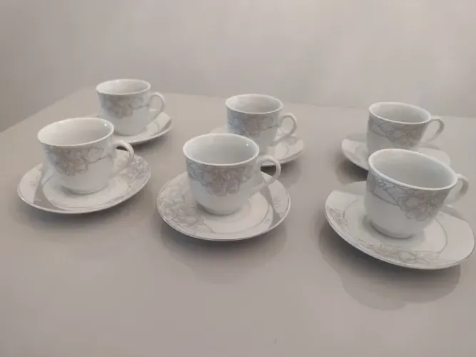 Kit cafezinho porcelana 12 unidades