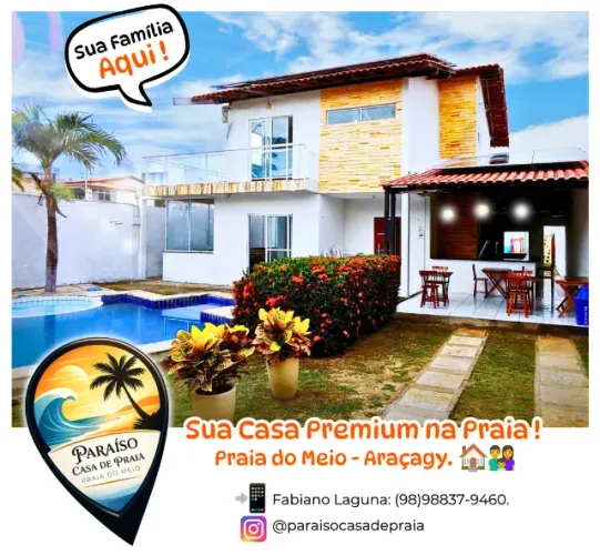 Casa de Temporada ou Hospedagem Duplex Linda na Praia do Meio/Araçagy(98)9.8.8.3.7-9.4.6.0