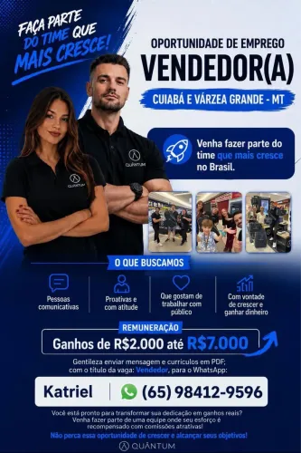 Contrata-se Vendedor(a) para Shopping | Comissão + Treinamento