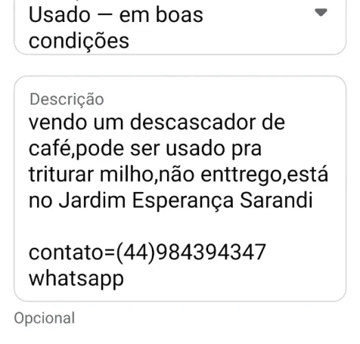Moedor café ou milho manual 