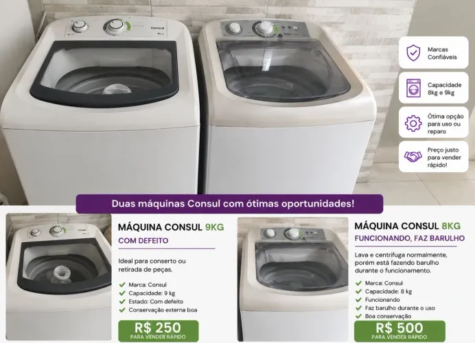 2 Máquinas de Lavar Consul - Excelente Oportunidade!