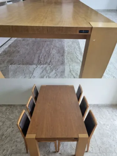 Mesde Jantar Madeira 180cm × 90cm com 6 Cadeiras<br>+ 6 cadeira de madeira Perfeita