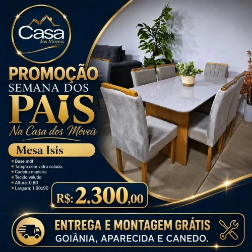 Mesa 1.60 Tampo vidro 6cd