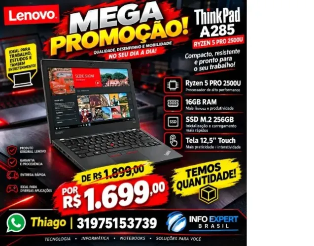 ? MEGA PROMOÇÃO ? NOTEBOOK LENOVO THINKPAD A285! ?