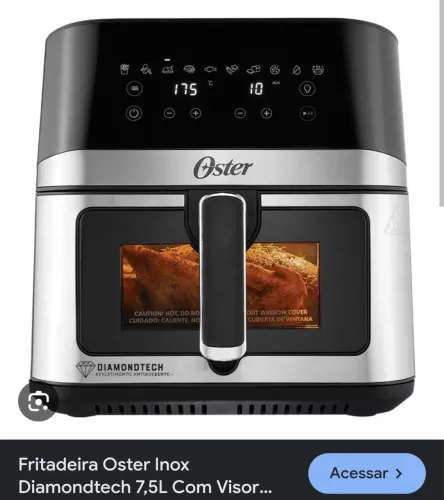 Fritadeira Oster Inox Diamondtech 7,5L Com Visor...