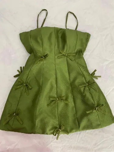 Vestido de Festa Sob Medida - Estilista Renomada - Verde - Tamanho P - Peça Única